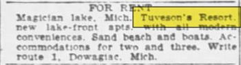 Tuvesons Resort - July 1949 Ad